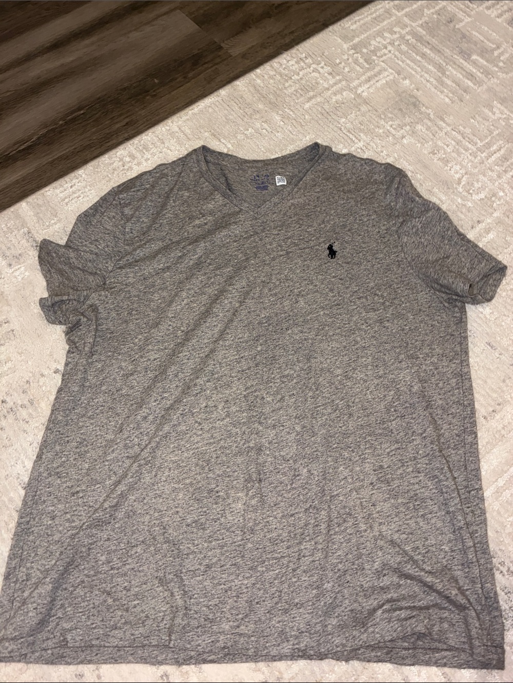 Ralph Lauren Gray Heather V-Neck Polo Logo Tee